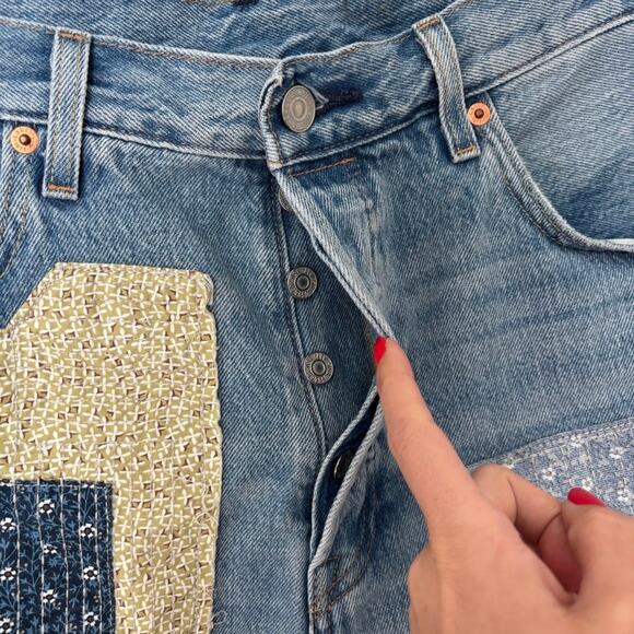 Levis Premium 501 150th Anniversary 93' Sashiko Patchwork 7" Shorts Men’s Sz 33” - Picture 4 of 10